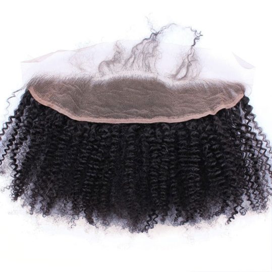 Afro Kinky Curly Hair Lace Frontal Closure Brazilian Hair Pre Plucked Hairline With Baby Hair FreePart 13x4 Non-Remy CARA
