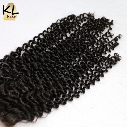 KL Hair 4x4 Kinky Curly Lace Closure Human Hair Natural Color Brazilian Remy Hair Free Part Bleached Knots With Baby Hair
