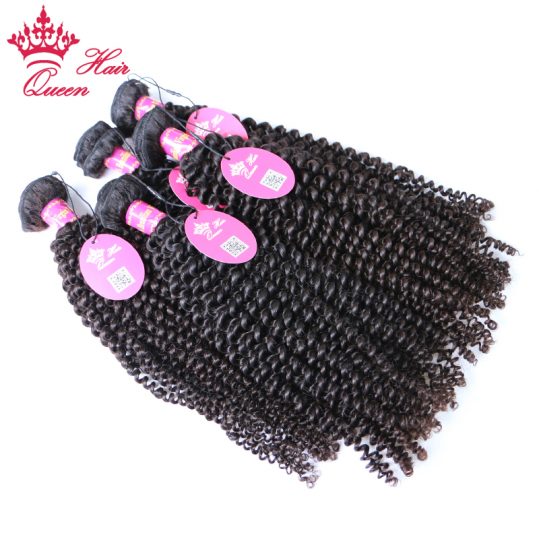 Queen Hair Products Kinky Curly 1 Piece Brazilian Virgin Hair 12" to 28" 100%  Unprocessed Human Hair Weaving Natural Color