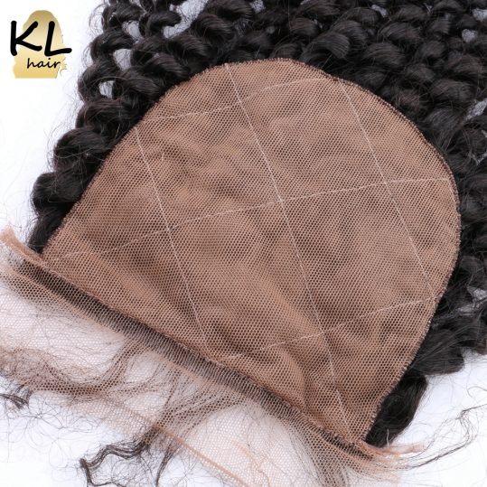 KL Hair Silk Base Closure Kinky Curly Free Part Brazilian Remy Hair Silk Closure Bleached Knots With Baby Hair For Balck Women