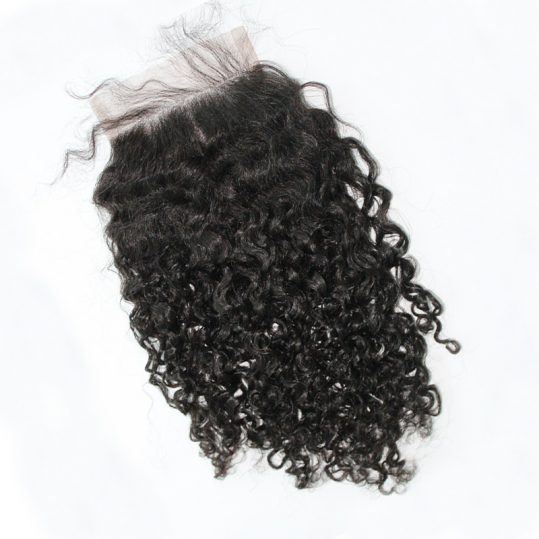 3bc Kinky Curly 4x4 Free Part Lace Closure With Baby Hair Brazilian Remy Hair Honey Queen