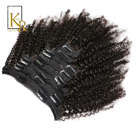 King Rosa Queen Afro Kinky Curly Clip In Human Hair Extensions 100% Brazilian Remy Hair 8 Pieces And 120g/Set Natural Color
