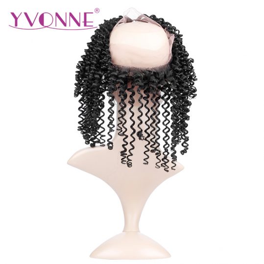 YVONNE 360 Lace Frontal Brazilian Kinky Curly Virgin Hair 12"-16" Natural Color 100% Human Hair With Adjustment
