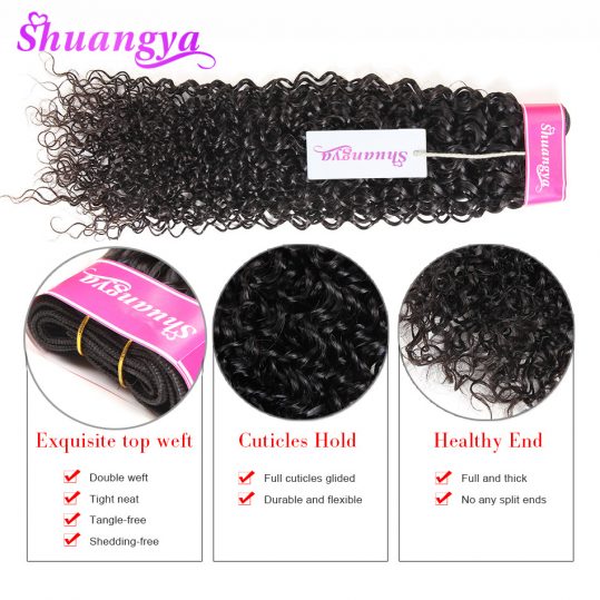 Shuangya Hair Afro Kinky Curly Hair Weave Bundles Natural Color Brazilian Human Hair Weft  10-28Inch Non Remy Hair extensions