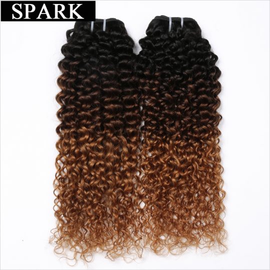 Spark Hair 1 PC Ombre Brazilian Kinky Curly Weave Human Hair Bundles T1B/4/30 3 Tone Ombre Remy Hair Extensions No Shedding