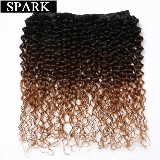 Spark Hair 1 PC Ombre Brazilian Kinky Curly Weave Human Hair Bundles T1B/4/30 3 Tone Ombre Remy Hair Extensions No Shedding
