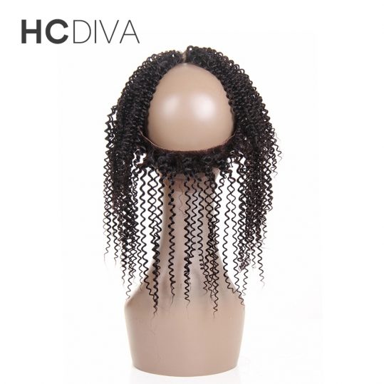 HCDIVA Brazilian 360 Lace Frontal Closure Afro Kinky Curly Natural Color 8" to 18" Non Remy Human Hair Frontal with Baby Hair