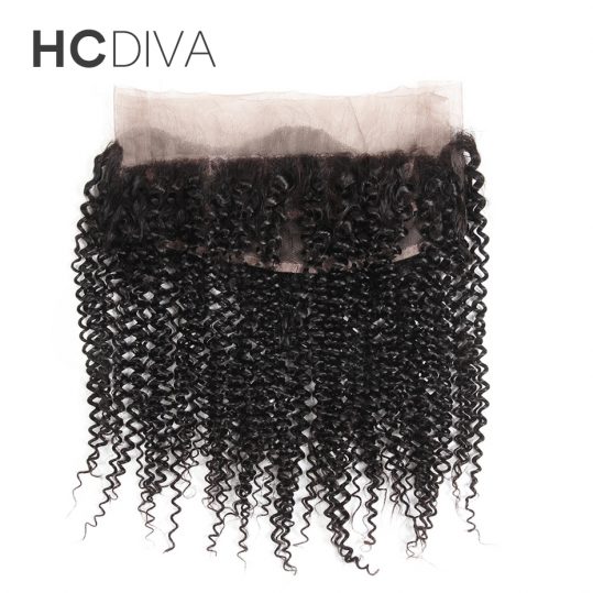 HCDIVA Brazilian 360 Lace Frontal Closure Afro Kinky Curly Natural Color 8" to 18" Non Remy Human Hair Frontal with Baby Hair