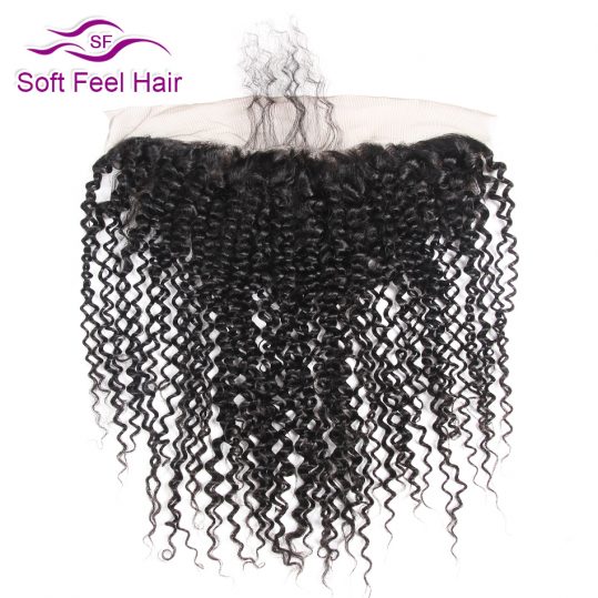 Soft Feel Hair Brazilian Kinky Curly Frontal 13x4 Ear To Ear Lace Frontal Closure Non Remy Human Hair 10-20 Inch Natural Color