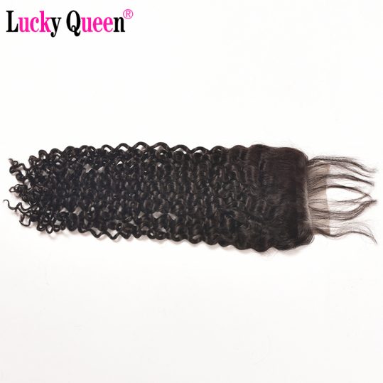 [Lucky Queen] Brazilian Kinky Curly 4*4 Human Hair Lace Closure Non Remy Hair
