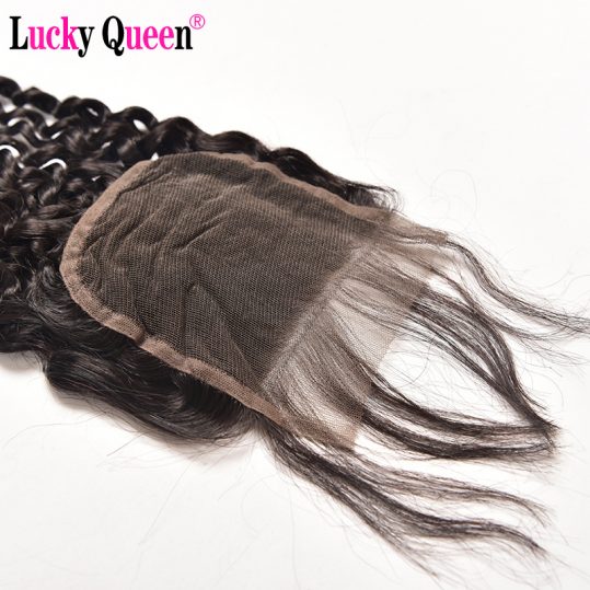 [Lucky Queen] Brazilian Kinky Curly 4*4 Human Hair Lace Closure Non Remy Hair