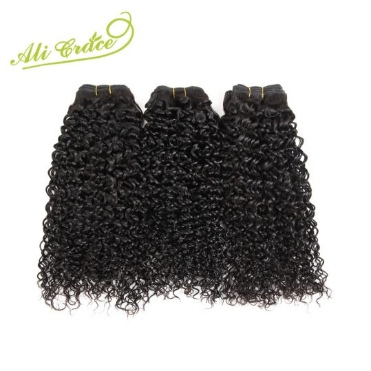 ALI GRACE Hair Malaysian Kinky Curly Hair Weave Bundles 100% Remy Human Hair Extension 10-28 Inch Natural Color