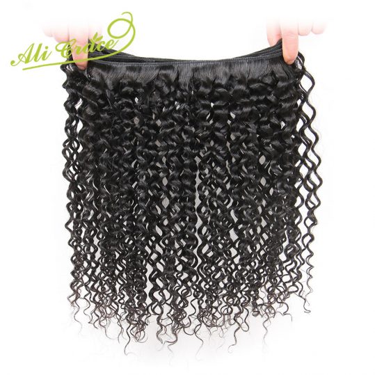 ALI GRACE Hair Malaysian Kinky Curly Hair Weave Bundles 100% Remy Human Hair Extension 10-28 Inch Natural Color