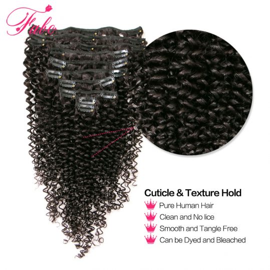 Fabc Hair Kinky Curly Clip In Human Hair Extensions 10pcs/set Mongolian Clips In Non-Remy Hair Full Head 120g/set