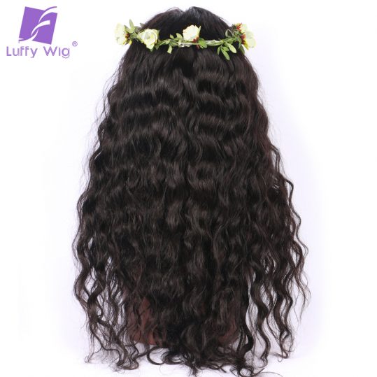 Luffy Pre Plucked Full Lace Wigs Human Hair With Baby Hair Glueless Brazilian Wavy Non Remy Hair Natural Color 130% Density