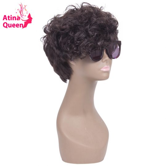 Atina Queen Wavy Short Bob Wigs Cut Glueless Full Lace Human Hair Wig for Black Women Brazilian Virgin Hair Natural Hairline