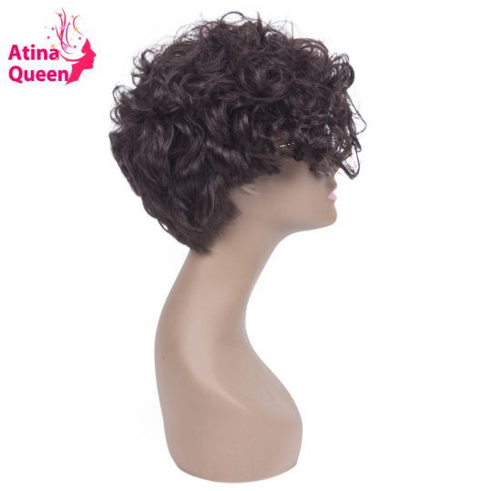 Atina Queen Wavy Short Bob Wigs Cut Glueless Full Lace Human Hair Wig for Black Women Brazilian Virgin Hair Natural Hairline