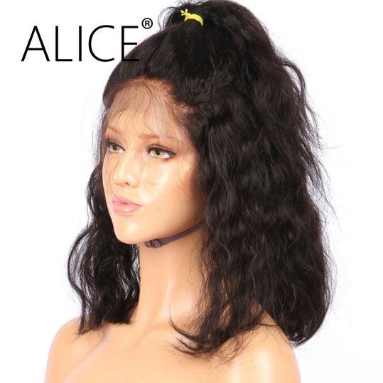 ALICE Short 360 Lace Frontal Wig With Baby Hair Bleached Knots 10-16'' Remy Brazilian Bob Wigs For Black Women Natural Hairline