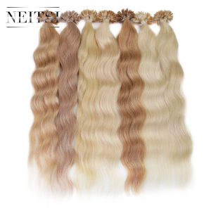Neitsi Wavy Indian Machine Made Remy Human Fusion Hair U Nail Tip 100% Human Hair Keratin Extensions 20" 1g/s 50g/pack 18 Colors