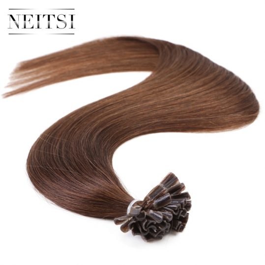 Neitsi Indian Straight Keratin Capsules Human Fusion Hair Nail U Tip Machine Made Remy Human Hair Extension 16" 20" 24" 1g/s 50g