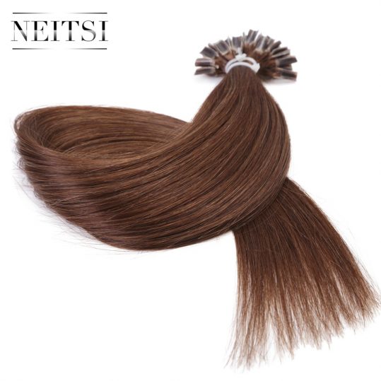 Neitsi Indian Straight Keratin Capsules Human Fusion Hair Nail U Tip Machine Made Remy Human Hair Extension 16" 20" 24" 1g/s 50g