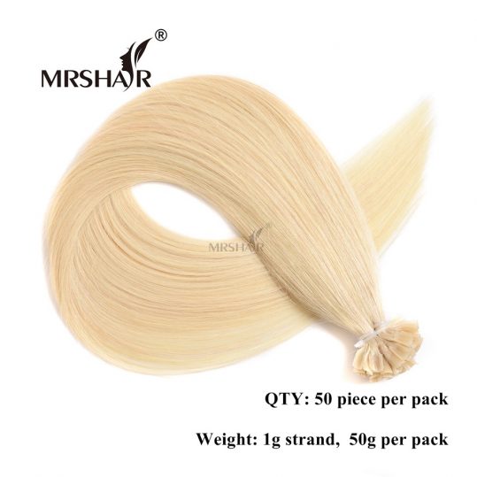MRSHAIR 60# Hot Fusion Hair Extensions 1g/pc 16" 20" 24" U Tip Hair Keratin Non Remy Platinum Blonde Pre Bonded Human Hair