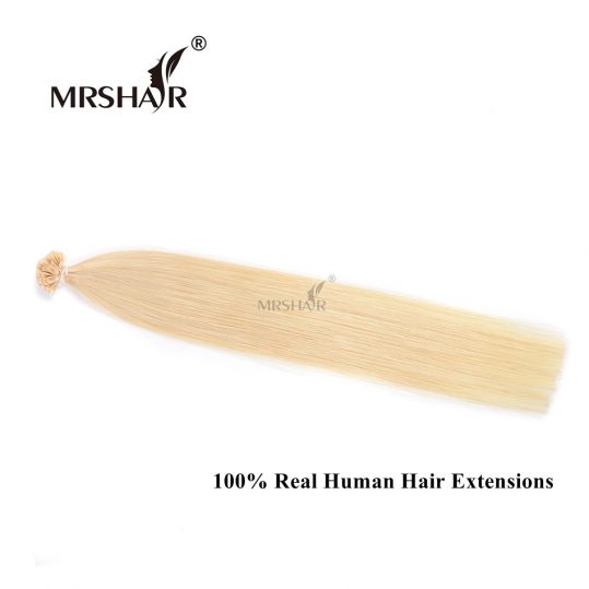 MRSHAIR 60# Hot Fusion Hair Extensions 1g/pc 16" 20" 24" U Tip Hair Keratin Non Remy Platinum Blonde Pre Bonded Human Hair