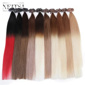 Neitsi Straight Indian Keratin Human Fusion Hair Nail U Tip Machine Made Remy Ombre Human Hair Extensions 20" 1g/s 50g 100g 150g