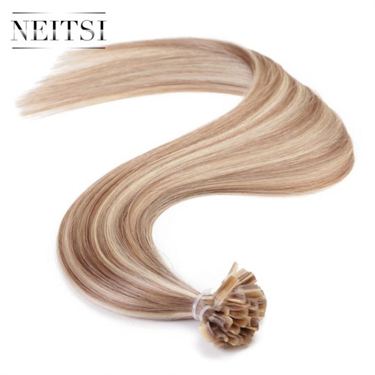 Neitsi Straight Brazilian Human Fusion Keratin Hair Nail U Tip Machine Made Remy Human Hair Extensions 16" 20" 24"1g/s 50g 100g