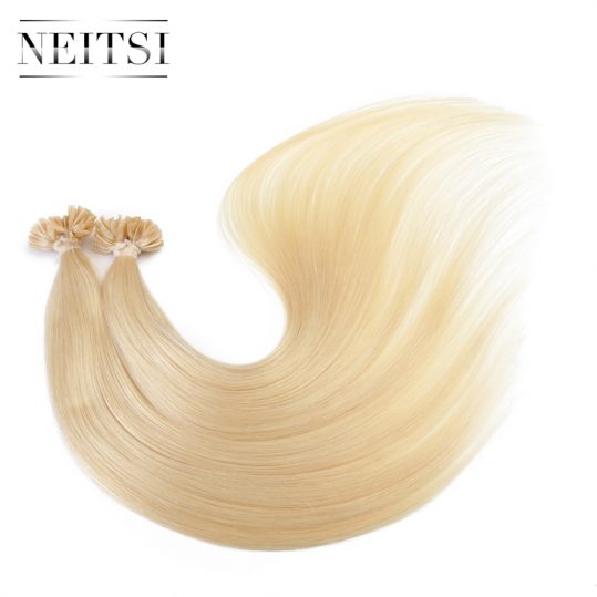 Neitsi Straight Brazilian Keratin Human Fusion Hair Nail U Tip Machine Made Remy Hair Extension 16" 20" 24"1g/s 100g Muti-Colors