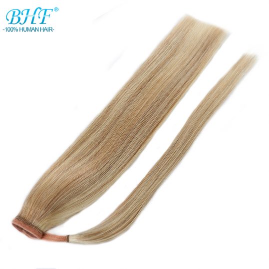 BHF Human Ponytail Hair Straight Russian Remy Pony Tail Extension 2# Dark Brown 613# Blonde 120g 24inch Clip in Wig