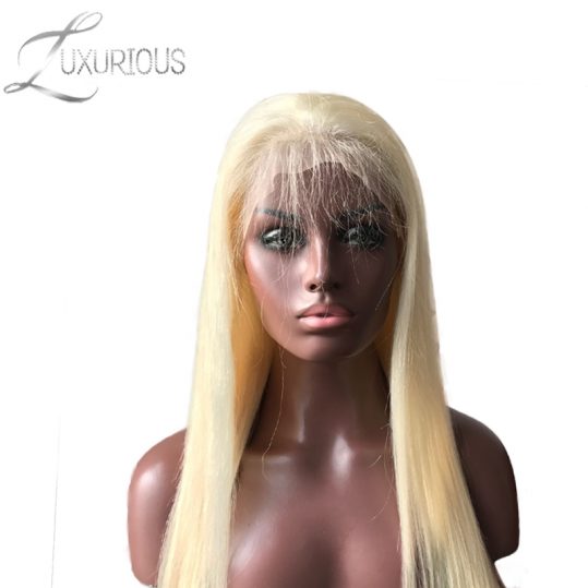 Luxurious Full Lace Human Hair Wigs Blonde #613 Straight Brazilian Remy Hair Transparent Lace For Black/White Women