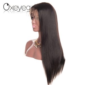 Oxeye girl Brazilian Straight Hair Glueless Full Lace Human Hair Wigs With Baby Hair For Women Natural Black Non Remy Hair Wig