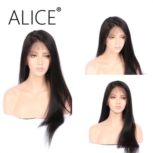 ALICE C Part Full Lace Human Hair Wigs For Black Women 8-24 Inch Brazilian Remy Hair Straight Human Hair Wigs Bleached Knots