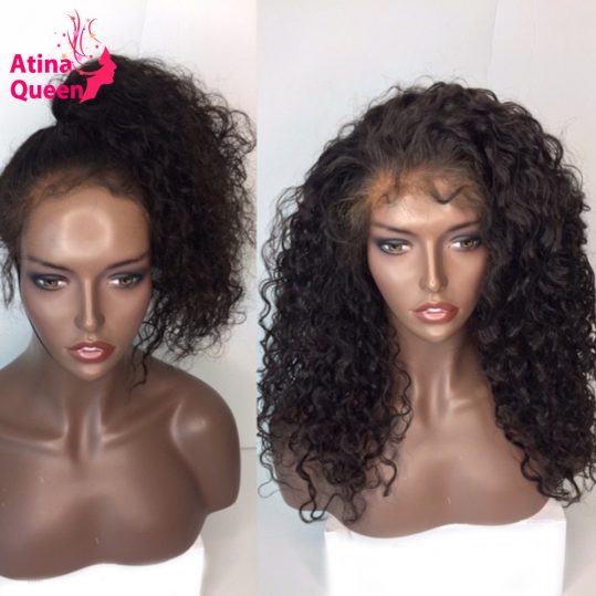Atina Queen Hair Products Glueless Full Lace Wigs For Black Women Water Wave Remy Human Hair Wig with Baby Hair Pre Plucked