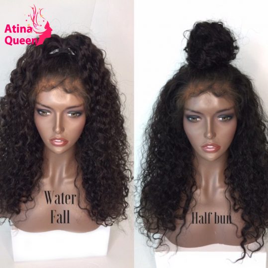 Atina Queen Hair Products Glueless Full Lace Wigs For Black Women Water Wave Remy Human Hair Wig with Baby Hair Pre Plucked