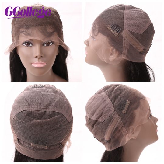 CCollege Hair Full Lace Human Hair Wigs Straight Brazilian Remy Hair Swiss Lace For Black Women With Baby Hair Free Shipping
