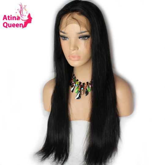 Atina Queen Full Lace Human Hair Wigs with Baby Hair Silky Straight Glueless for Black Women Pre Plucked Natural Hairline Remy