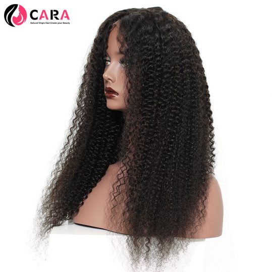 CARA Kinky Curly Full Lace Human Hair Wigs Brazilian Hair Natural Color Pre Plucked Hairline Non-Remy Hair