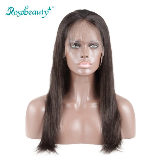 Rosabeauty Glueless Full Lace Human Hair Wigs Straight Natural Color Brazilian Remy Hair Wigs 130% Density With Baby Hair