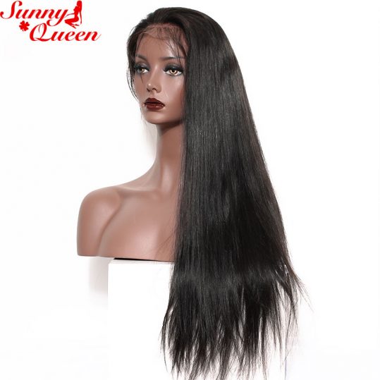 360 Lace Frontal Human Hair Wigs Straight Pre Plucked Natural Hairline With Baby Hair Brazilian Virgin Hair Wig Sunny Queen