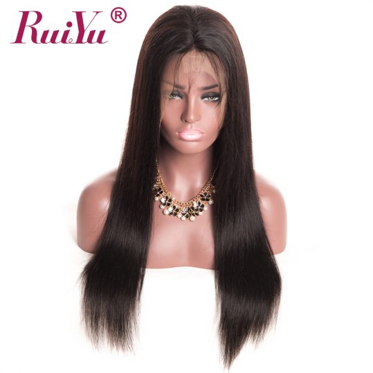 RUIYU 360 Lace Frontal Wigs For Black Women Pre Plucked Brazilian Straight Human Hair Wigs 150% Density Swiss Lace Wig Non Remy