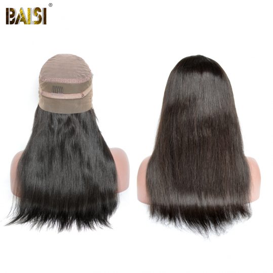 BAISI 360 Lace Frontal Wigs Pre-Plucked Straight Human Hair with Natural Hairline 150% Density Brazilian Remy Hair Free Shipping