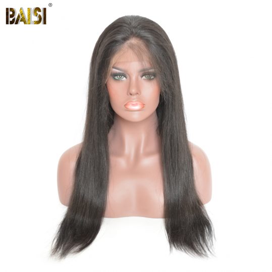 BAISI 360 Lace Frontal Wigs Pre-Plucked Straight Human Hair with Natural Hairline 150% Density Brazilian Remy Hair Free Shipping