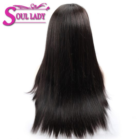 Soul Lady Brazilian Straight 360 Lace Frontal Wigs Natural Color Pre Plucked 180% Desnity Remy Human Hair Wigs For Black Women