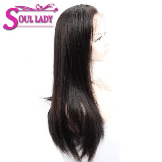 Soul Lady Brazilian Straight 360 Lace Frontal Wigs Natural Color Pre Plucked 180% Desnity Remy Human Hair Wigs For Black Women