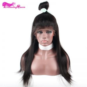 Dreaming Queen Hair 150% Density 360 Lace Frontal Wig Brazilian Remy Hair Straight Hair  Full Lace Wig With Natural Line