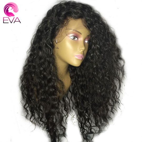 250% Density 360 Lace Frontal Wig Pre Plucked With Baby Hair Eva Hair Curly 10-22 Brazilian Remy Human Hair Wigs For Black Women