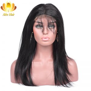 Ali Afee Hair Brazilian Straight Pre Plucked 360 Lace Frontal with Baby Hair Non Remy Human Hair Free Shipping No Tangle No Shed