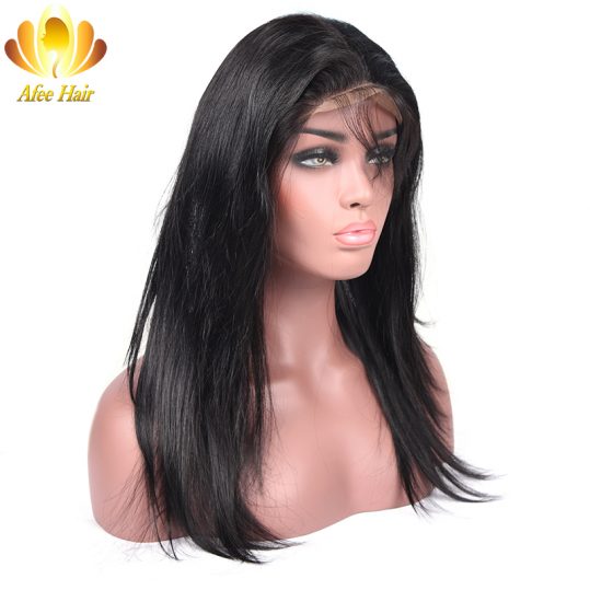 Ali Afee Hair Brazilian Straight Pre Plucked 360 Lace Frontal with Baby Hair Non Remy Human Hair Free Shipping No Tangle No Shed